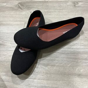 Amazon Black Knit Pointed Ballet Flats